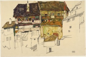 Egon-Schiele-Vieilles maisons de Krumau-1914